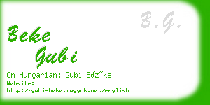 beke gubi business card